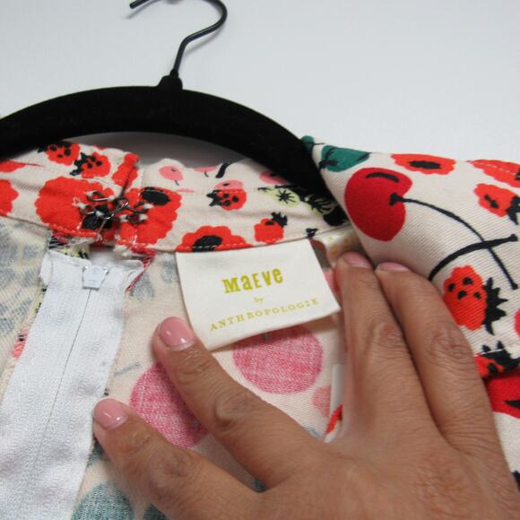 Anthropologie Maeve MultiColor Print Linen Short-Sleeve Wrap Size 6 Romper NEW - Picture 5 of 7